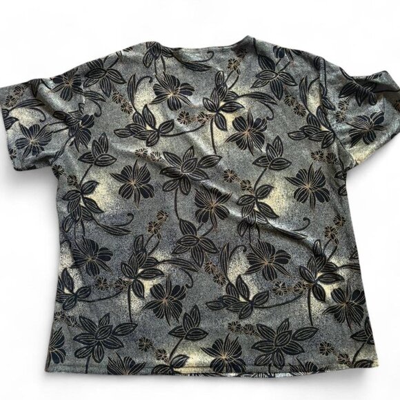 Vintage Notations Metallic Floral Top – Fits M/L - Picture 2 of 7